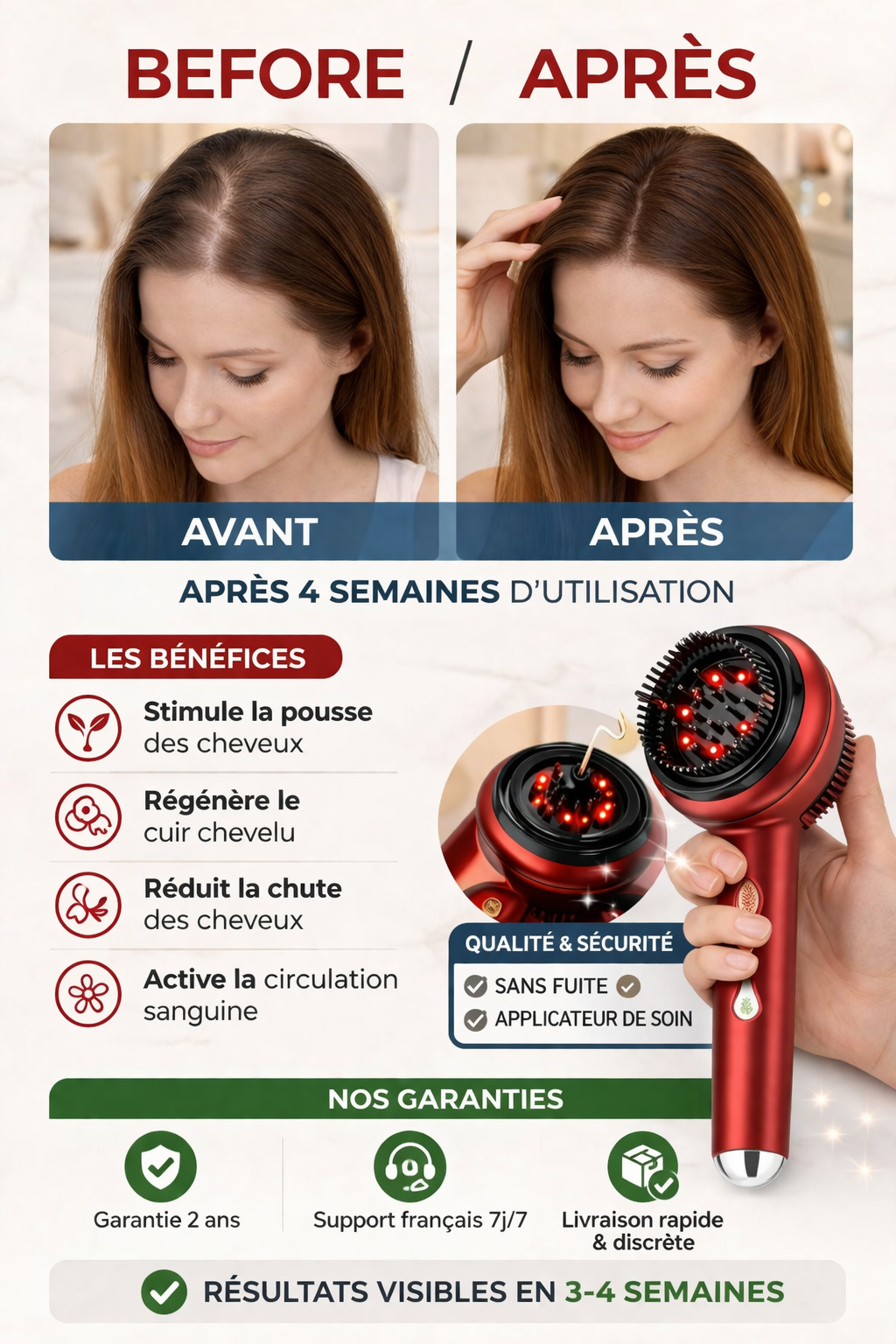 Brosse de Massage Capillaire et applicateur de soin